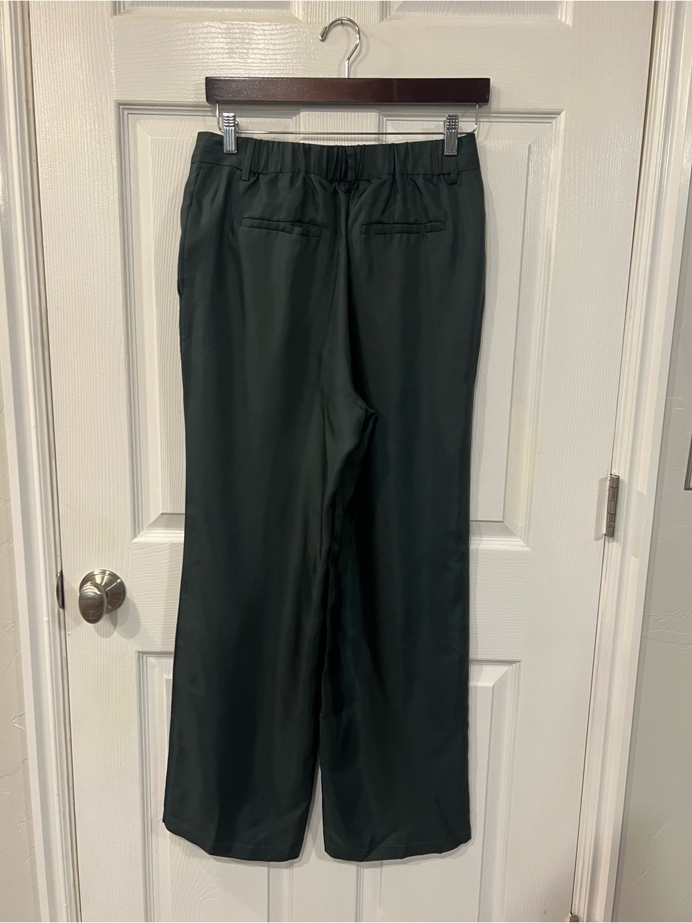 Quince 100% Silk Wool Trousers Forest Green Sz 8 - Picture 6 of 10